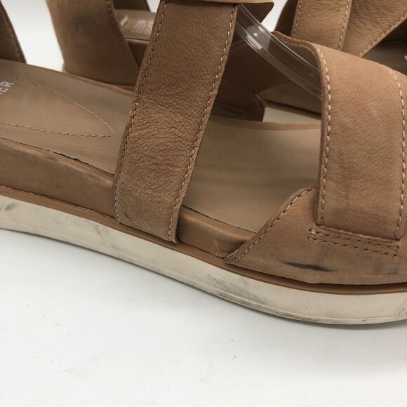 Eileen Fisher Womens Tan Nubuck Platform Sandals With Crisscross Straps Size 10 - Picture 2 of 10